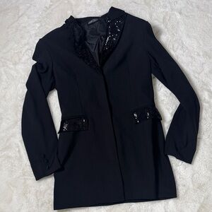 SHEIN Black Sequin-Accent Blazer